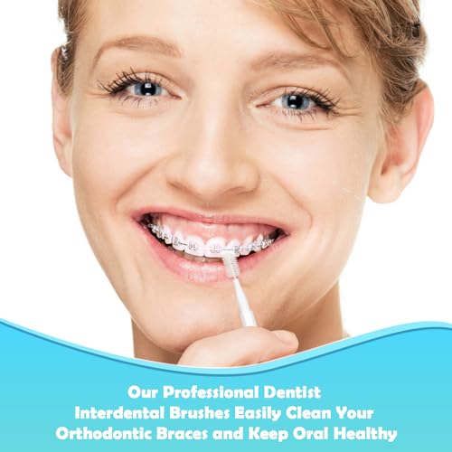 Image of MAPVOLUT 120 Pieces Interdental Brushes, Braces Brush Cleaner Orthodontic Flossers Toothpicks Floss Picks for Braces Kit for Teeth Cleaning Tools Spiral Dental Brush Head for Efficient Oral Care White