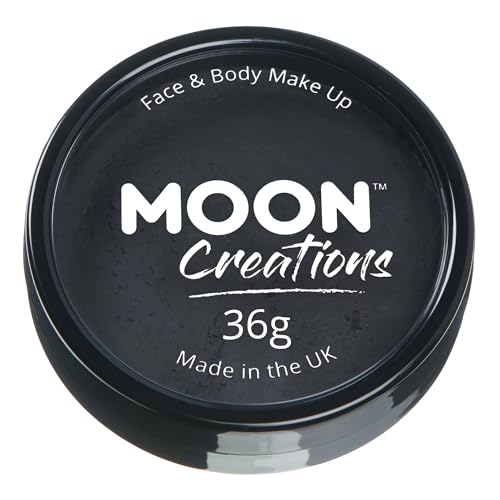 Moon Creations Maquillage professionnel visage et corps | Moules à gâteaux professionnels avec peinture colorée pour maquillage | pour enfants, adultes, festival, Halloween, noir, 36 g