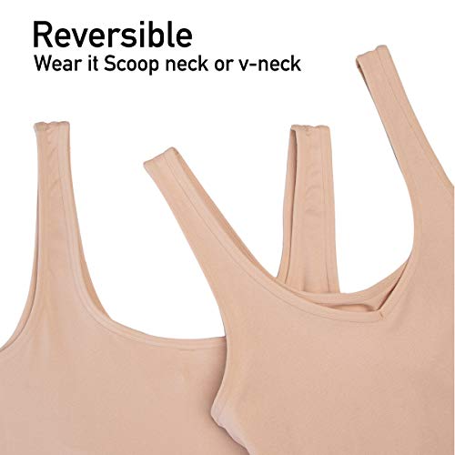 ELLEN TRACY Women's Seamless Reversible Camisole, Ivory Tan, X-Large