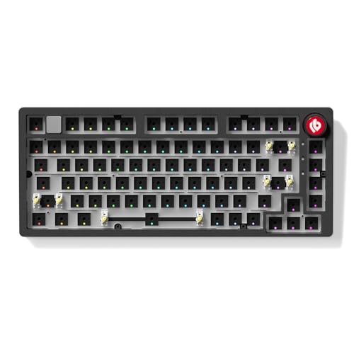 CORBOBO LEOBOG Hi75C Upgraded Wired Mechanical Keyboard Kit – Aluminum Alloy Gasket Mount 75% Barebones DIY Base with Hot Swap, RGB Backlighting & Volume Knob – Enhanced Custom Gaming Keyboard Build