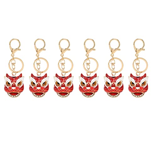 6 Peças Chaveiro Chinês Good Lucky Kirin Lion, Chaveiro de Metal Forte e Estiloso Multifuncional Bol