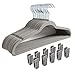 Finnhomy Heavy Duty 50 Pack Clothes Hangers with 10 Sturdy Multiple Use Finger Clips, Durable Slim-Line Velvet Hangers, Gray