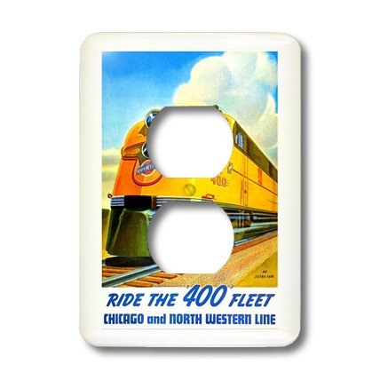 Affiche de ligne de train du Nord-Ouest cache double prise murale rétro 3dRose lsp_109629_6