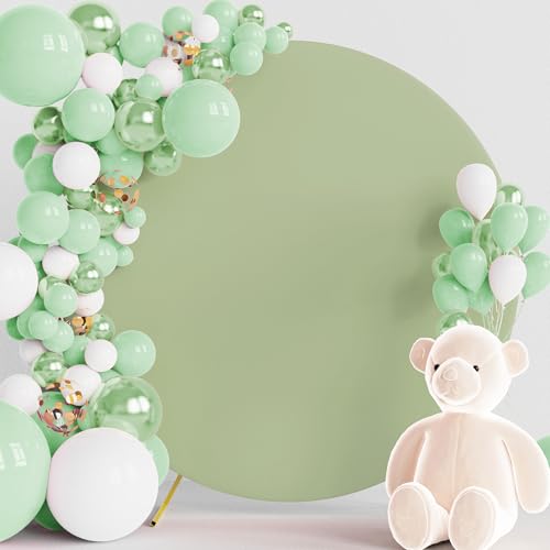 Wokceer 5FT Round Backdrop Cover Sage Green Round Arch Covers Backdrop