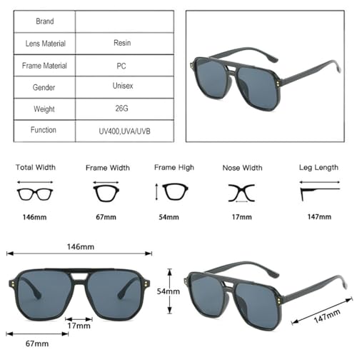 Lunettes de soleil rétro à rivets et finitions double pont en métal
