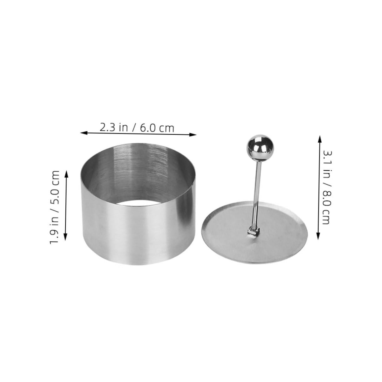 AUTSUPPL Rice Shaper Rice Mould Rice Maker Onigiri Maker Rice Ball Shaper Round Rice Ball Maker Rpind Cylander for Sushi Cakes Adjustable Baking Tin Tins Pan 304 Stainless Steel Silver