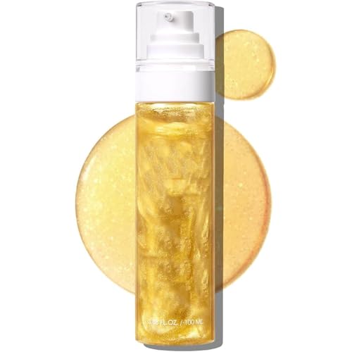 Aceite corporal iluminador, loción de aceite corporal con protección solar, humectante ligero y no pegajoso, iluminador de la piel con resultados radiantes. (03# Gold)