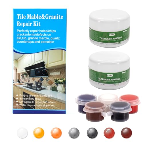 Tile and Fiberglass Shower Repair Kit (Color Match),Marble and Granite Repair Kit,Tub and Porcelain Repair Kit White for Fix Chips,Cracks and Holes Scratch.