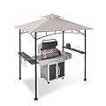 FAB BASED 5x8 Grill Gazebo Canopy for Patio, Outdoor BBQ Gazebo with Shelves & Extra 2 LED Light(Grey)