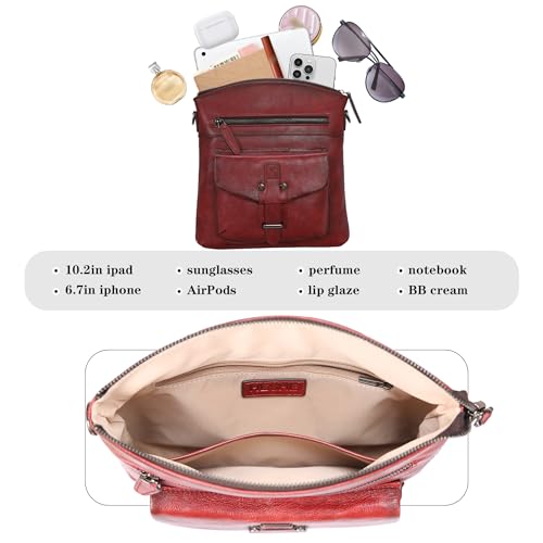 Image of HESHE Leather Crossbody Bags for Women Shoulder Handbags Satchel Purse | Spacious Medium Crossover Shoulder Purse with Adjustable Sling Straps Lightweight Hobo Bags for Work,Travel and Daily Use