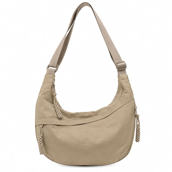 Image of Stvin Crossbody Travel Sling Bags for Women and Men, Crescent Shoulder Purse Bag with Zipper & Adjustable Strap, Half - Moon Shaped Waist Bag, Unisex Chest Bag - Nylon Fabric