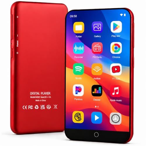 80GB MP3 Player with Bluetooth and WiFi, ZAQE Android OS, 4" Touch Screen Spotify Music&Video Player, Built-in Speaker, FM Radio, MP4 Player for Kids