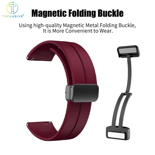 Image of T TECLUSIVE Premium Silicone Strap Band with Magnetic Lock 22mm Compatible for Galaxy Watch 3 45mm / Watch 46mm | S3 Frontier | Amazfit Stratos GTR | Fossil Gen 5 6 | Adjustable Silicon Band