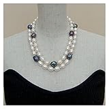 collares de perlas blancas Información de las gemas: Pearl cultivada de agua dulce, perla de arroz blanco y perla negra Keshi, buena calidad, ¡alto brillo!