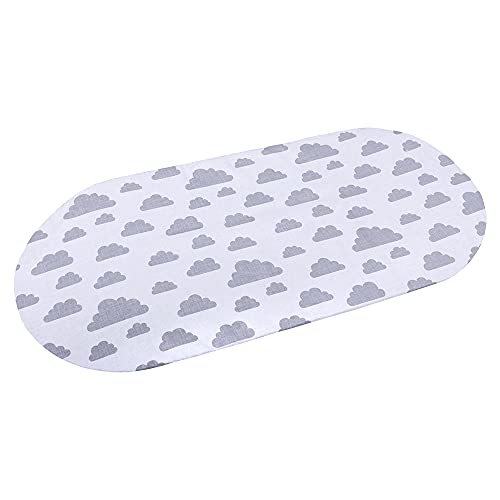 Lulando Drap-housse en coton respirant pour berceau - 70 x 40 cm - Amovible - Certifié Öko-Tex 100 (blanc/gris nuages) Cover