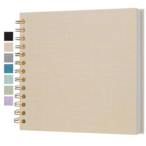 Small Scrapbook 7x7 Inch, Linen Photo Album 40 Sheets Mini Scrap Book, Kraft White Pages Memory Book for Wedding, Baby, Family, Graduation, Travel, Dog, Vacation