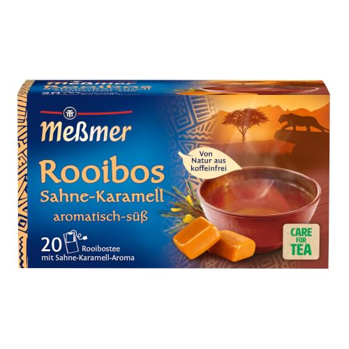Meßmer Rooibos Sahne-Karamell Tee | aromatisiert | 20 Teebeutel | Vegan | Glutenfrei | Laktosefrei | Von Natur aus koffeinfrei