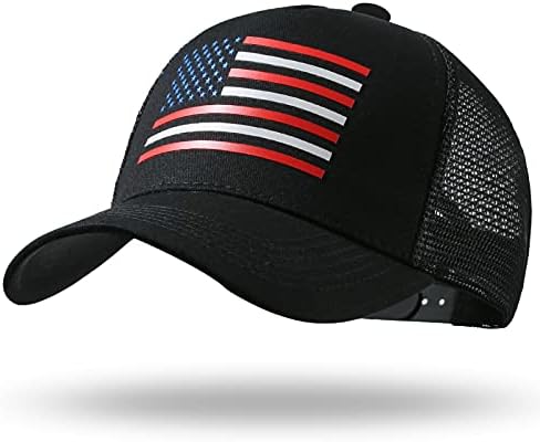 American Flag Trucker Hat - Snapback Hat, Baseball Cap for Men Women - Breathable Mesh Side, Adjustable Fit - for Casual Wear
