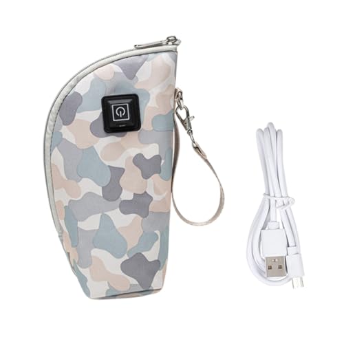 Kisangel calentador de botellas biberones recién nacido manga bebés botella de agua Cubrir USB biberón calentadores de biberones portátiles botella de leche PU Gris Color Aleatorio