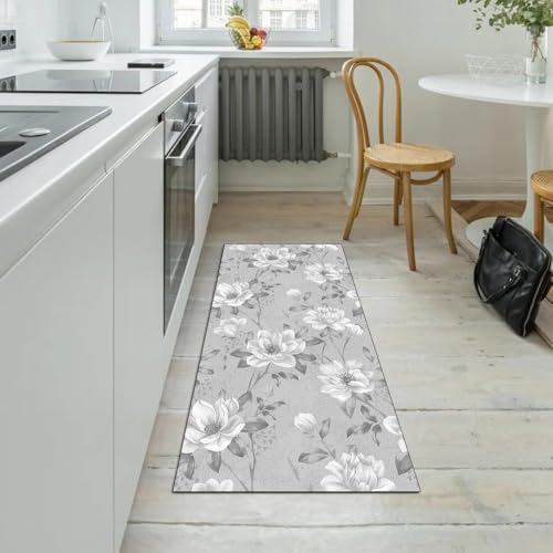 Alfombra antideslizante lavable gris de 120 x 180 cm 5