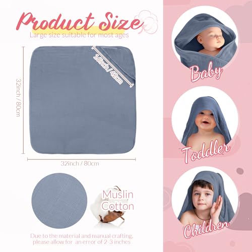 Image of Preboun 6 Pcs Muslin Hooded Baby Towels and Washcloths,Green,Blue