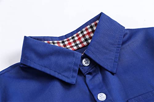 Baby Boys Girls Long Sleeves Button Down Casual Dress Shirt With Plaid Stiches， Royal Blue， 3-6 Months = Tag 60 #TOP2