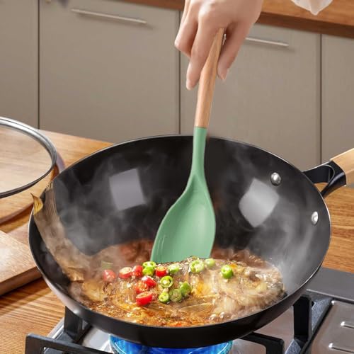 Utensilios de cocina con mango de madera y diseño antiadherente duradero 4