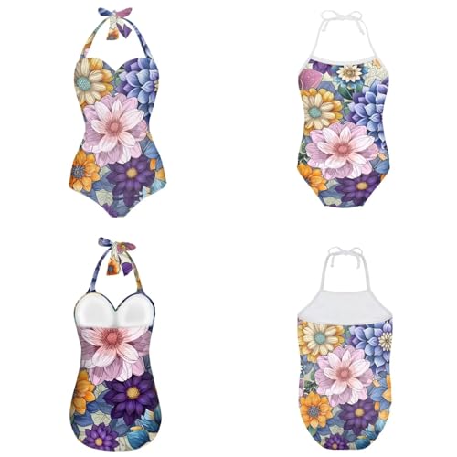 Dreaweet Matching Swimsuits for Mom and Daughter,One Piece Swimsuits Tummy Control Bathing Suits2