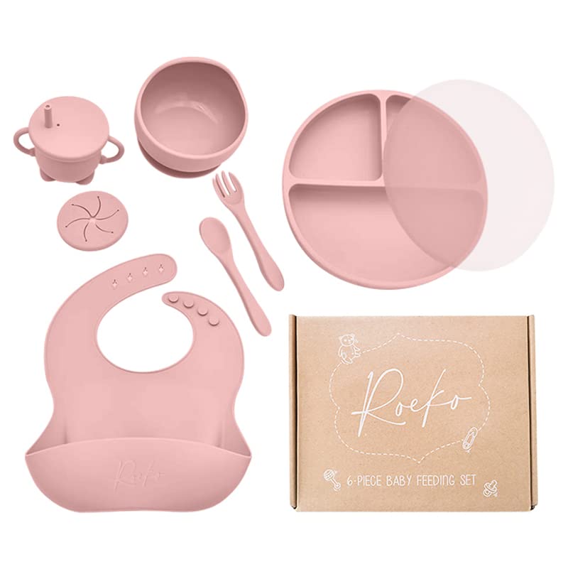 Image of Baby Led Weaning - Silicone Baby Feeding Set - Baby Led Weaning Supplies - Baby Led Weaning Utensils - Silicone Plates For Baby - Silicone Bibs for Babies - 6 Month Old Baby Essentials - Baby Products