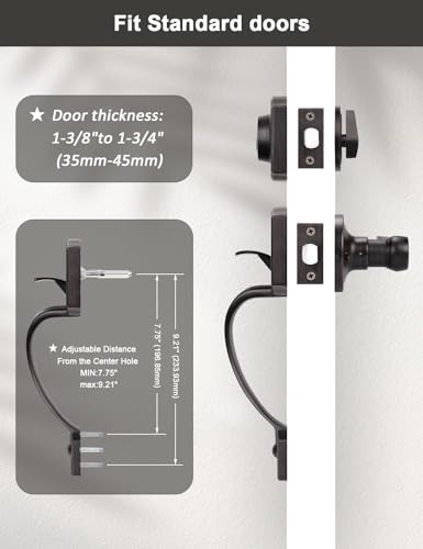 Image of Tinewa Oil Rubbed Bronze Double Front Door Handleset with Deadbolt - Upgraded Entry Door Handle Featuring Accent Wave Lever, Keyed & Dummy Exterior Handleset Combination