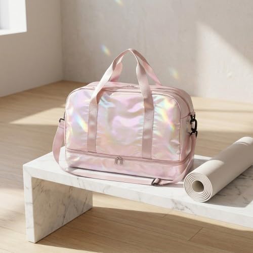Borsone Palestra Donna con Scomparto Scarpe e Tasca Umida, Grande Borsa da Viaggio Impermeabile 40L, Borsone Sportivo per Piscina Yoga e Borsa Ospedale Parto, Bagaglio a Mano Leggero con Tracolla