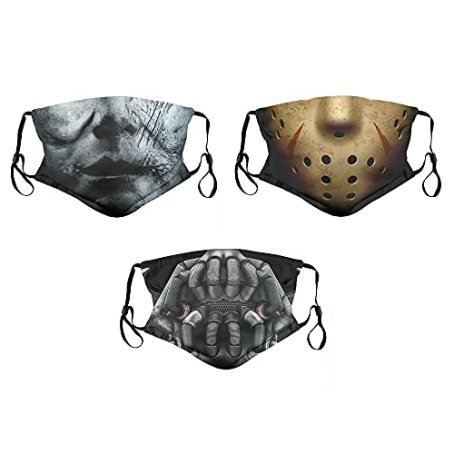 3pcs Halloween Horror Face Mask Men'S Women'S Face Mask With Adjustable Earloops Bandana Balaclava 06