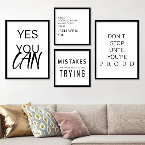 Image of kotart Motivational Quotes Posters with Frame for Home Decoration - Quotes Frame for Living Room Bedroom Office Room Decor - Painting for Wall Decoration - Pack of 4 (Art 7, Small (10x13 or 10x10 inch))