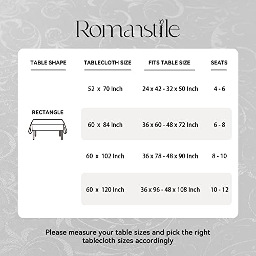 Image of Romanstile Waterproof Vinyl Tablecloth Rectangle, 60 x 120 Inch, Flower Grey