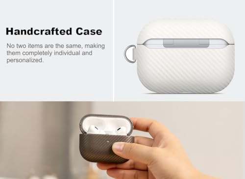Image of Haobobro Leather Case - for AirPods Pro 3 Case Cover with Keychain - Selected Skin-Friendly Leather, Carbon Fibre Texture, Handmade Shockproof Hard Cover for AirPods Pro 3rd Generation Earbuds - Blue
