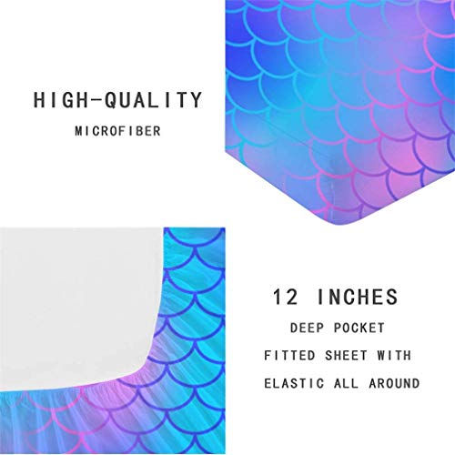 Nsr Mermaid Sheet Sets Twin Size Kids Boys Girls Fish Scale Soft Microfiber Bed Sheet 3D Circles With Pastel Watercolour Rainbow Single Sheets, 2Pcs (1 Deep Pocket Fitted Sheet+1 Pillowcases) #TOP4