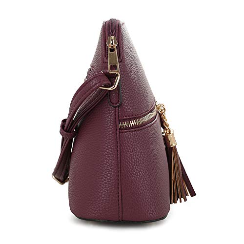 Image of SG SUGU Lunar Lightweight Medium Dome Crossbody Bag Shoulder Bag with Tassel | Zipper Pocket | Adjustable Strap
