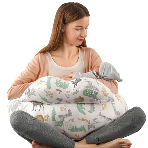 Image of Polyester Feeding Pillow for New Born Baby with Detachable Cover Breast Feeding & Maternity Nursing Pillow for Breastfeeding Set of Support for Baby with Removable Cover (RABIT-Off White-A)