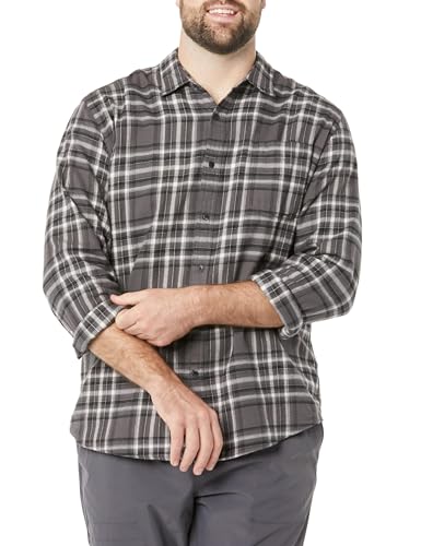 Image of Amazon Essentials Men's Regular Fit Long-Sleeve Flannel Shirt, Soft Brushed Cotton, Lightweight yet Warm
