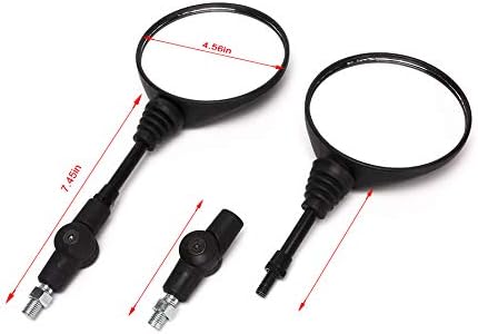 Ampper Motorcycle Side Mirrors, HD Glass Wide Angle Rear View Mirrors For Motorcycle, Motorbike, Universal (Round Black)
