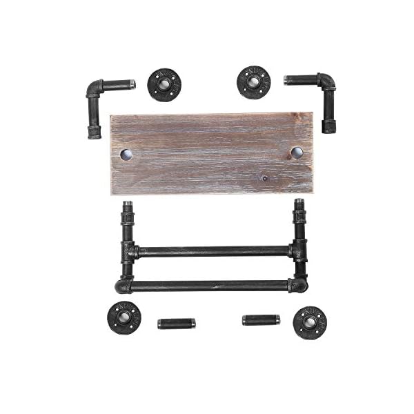 Womio Industrial Pipe Bathroom Shelves Wall Mounted,Rustic Wall Decor Farmhouse,Towel Rack with 2 Towel Bar,Metal Floating Shelves Towel Holder,Wall Shelf Over Toilet - Image 8