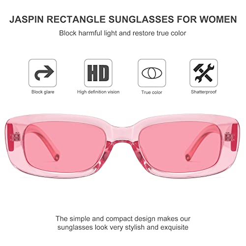Image of JASPIN Rectangle Sunglasses for Women Men Trendy Y2k Retro 90s Sun Glasses UV Protection Cool Square Frame