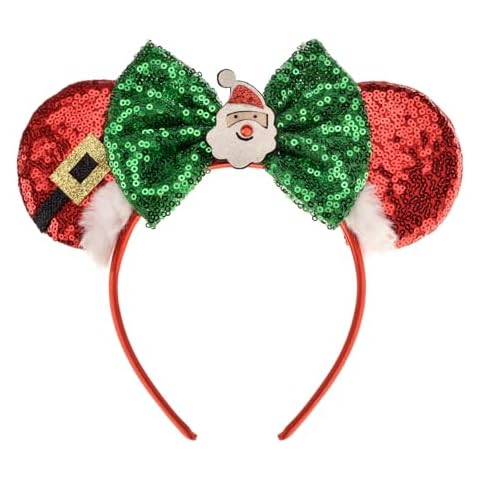 A Miaow Christmas Decoration Headpiece Santa Mouse Ears Headband Christmas Eve MM Butterfly Hair Hoop Park Women Adults Costume Photo Shoot (Santa) Cover