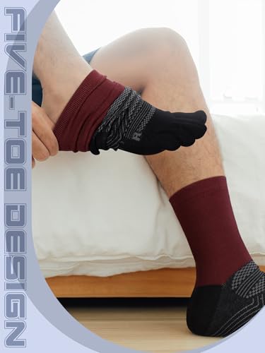 Image of Fourluoo 6 Pairs Women Cotton Athletic Toe Socks