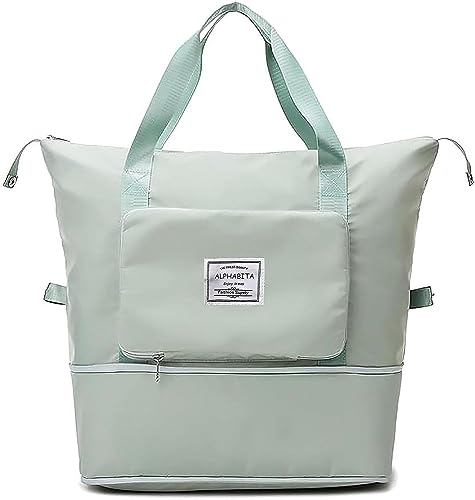 Image of ALPHABITA Foldable Travel Duffel Bag Large Capacity Folding Lightweight Waterproof Carry Luggage Fashion Bag (Light Green)
