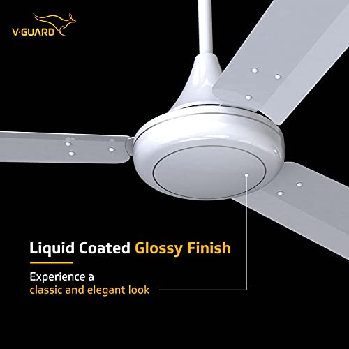 Image of V-Guard Gatimaan Pro AS Ultra High-Speed Ceiling Fan for Home | Energy Efficient | PEARL White |1200mm Sweep|400 RPM Speed|Aerodynamically Designed Metal Blade for Higher Air Thrust l100% Copper Motor