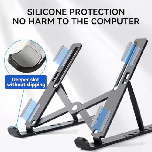 اي سي في حامل لاب توب محمول للمكتب 13 زاوية قابلة للتعديل والطي من مادة ايه بي اس نوت بوك مريح متوافق مع اجهزة اللابتوب والايباد 11-17 انش اسود