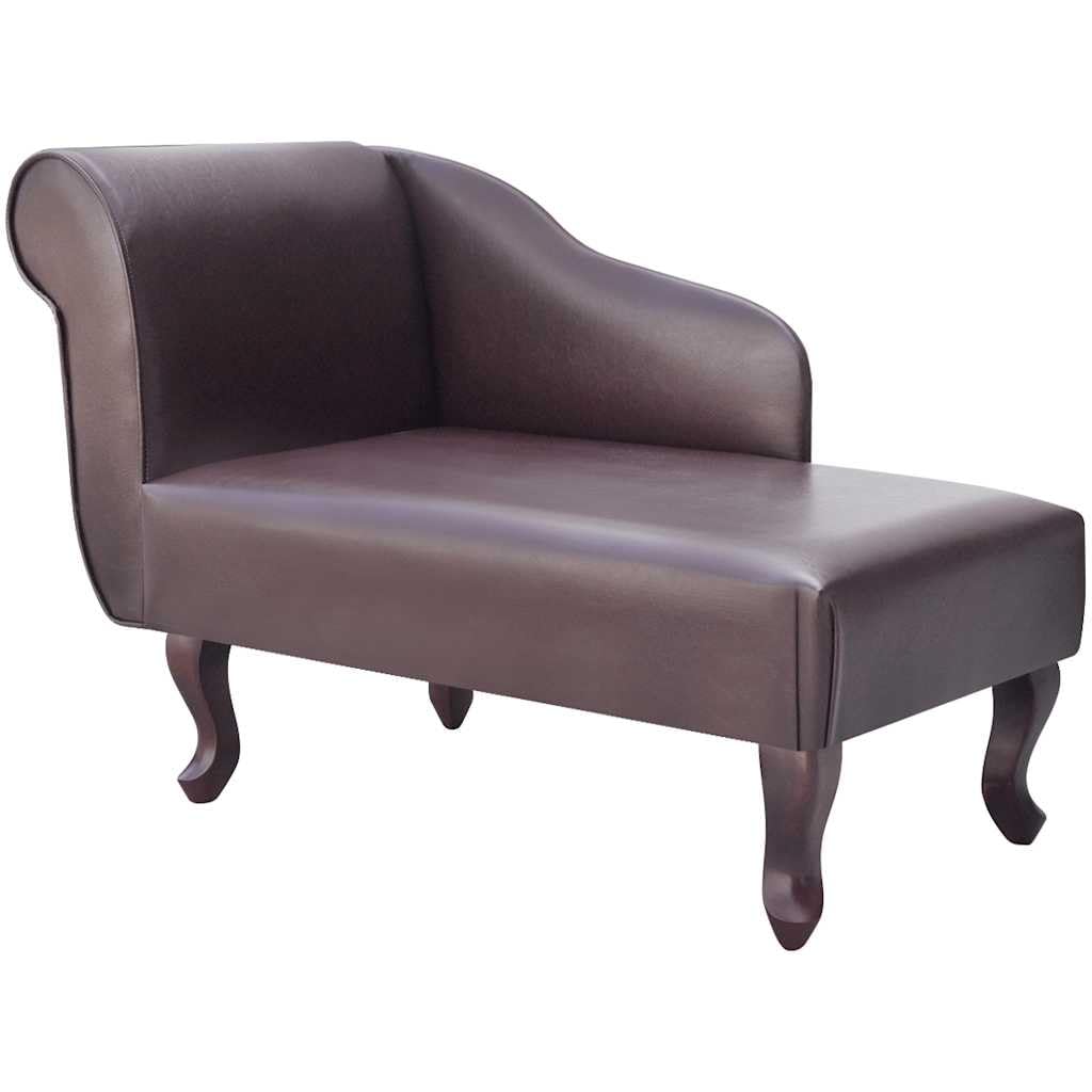 Chaiselongue Braun Kunstleder Gepolstert Holzfüße 110 kg