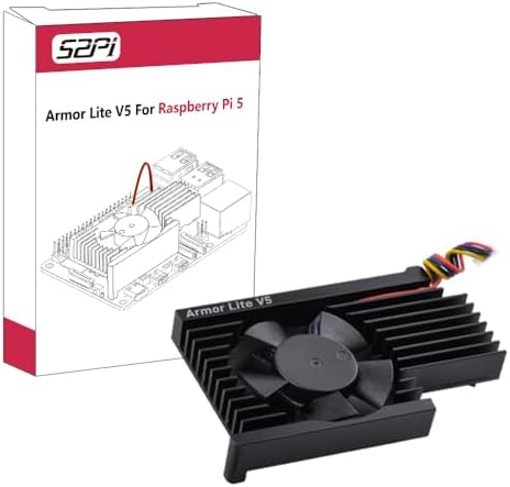 GeeekPi Active Cooler for Raspberry Pi 5, Armor Lite V5 Cooler for Raspberry Pi 5, Alumium Heatsink and Cooling Fan for Raspberry Pi 5 4GB/8GB