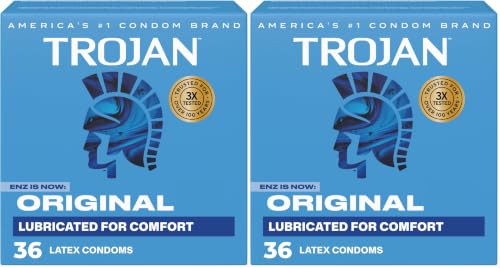 Image of TROJAN ENZ Lubricated Condoms, Latex Condoms for Contraception and STI Protection, America's Number One Condom, 36 Count Value Pack (Pack of 2)